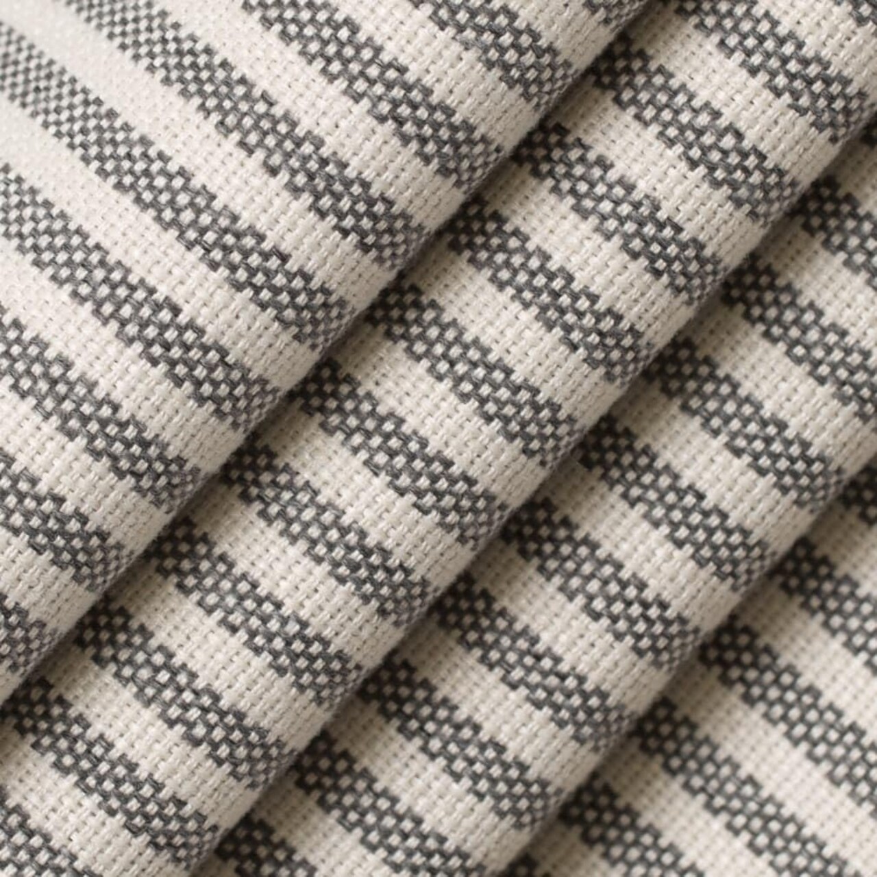Black Eco Friendly Made in America Small Scale Stripe Woven Pattern Upholstery Fabric by The Yard - SKU: Lino Coal